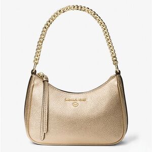 MICHAEL KORS Jet Set Charm Small Metallic Pebbled Leather Pochette